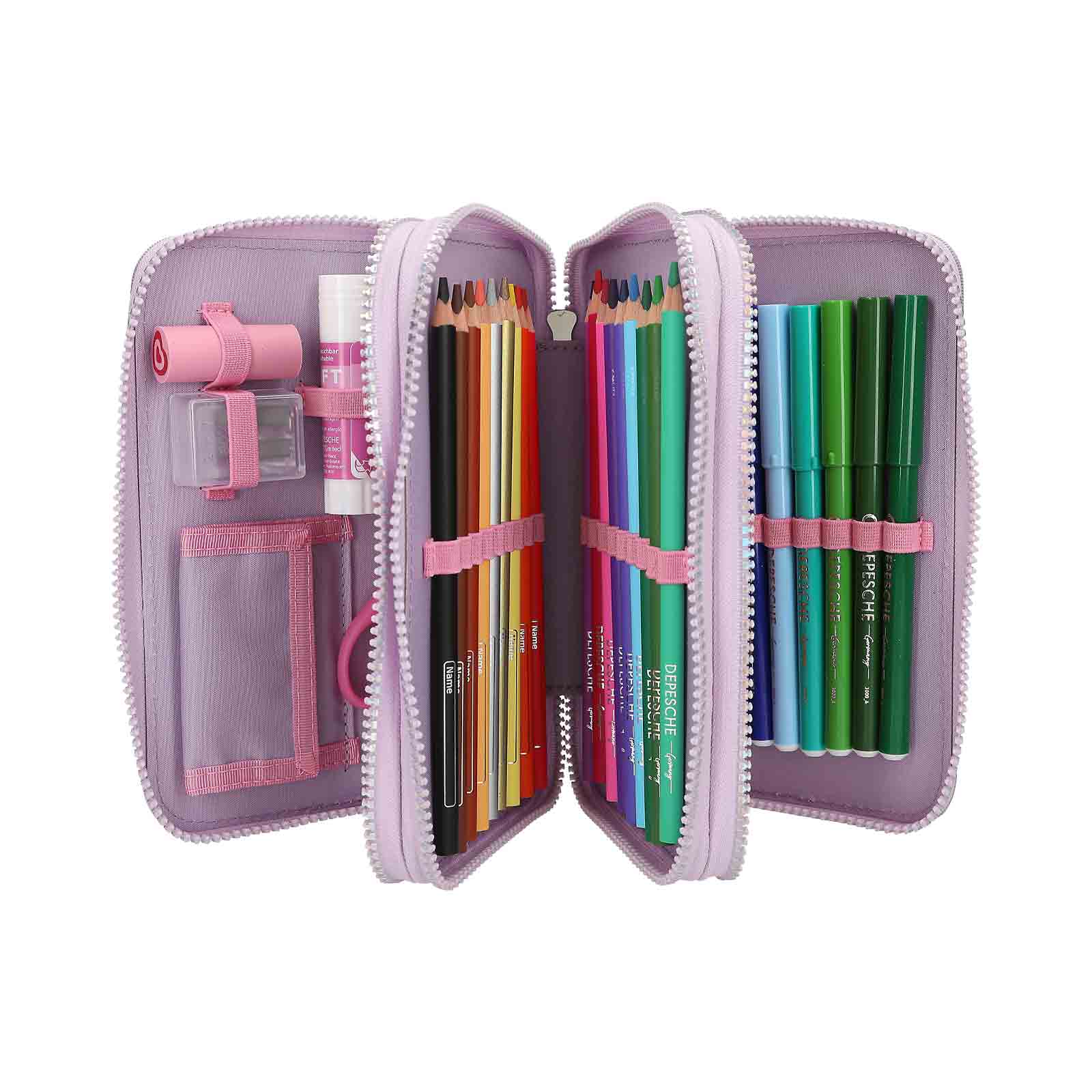 Ylvi 3-Fach Federtasche mit appliziertem Flügel inkl. Stifte
