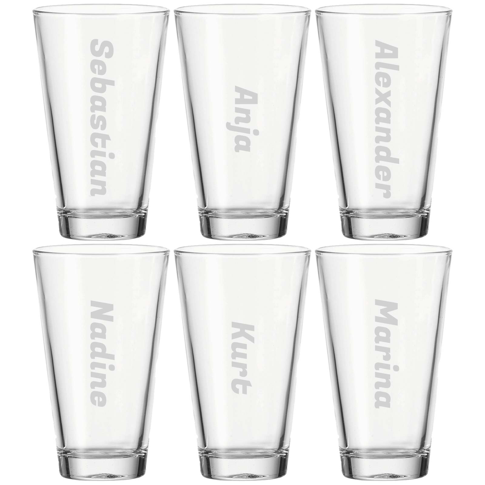 Trinkglas CIAO mit Gravur 300 ml Name QUER 6 Stück