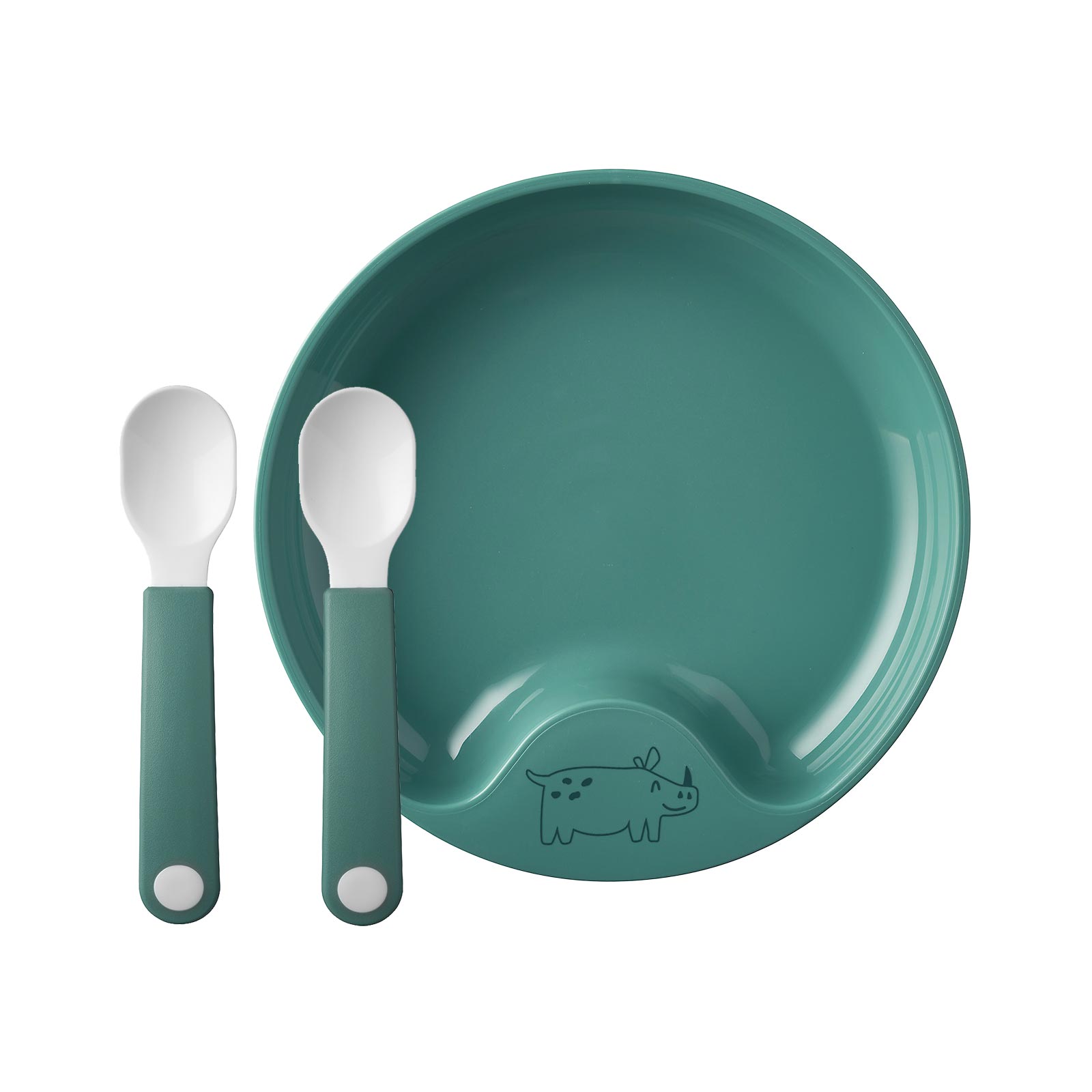 Mepal Mio Lernteller mit Lernlöffel deep turquoise - A 