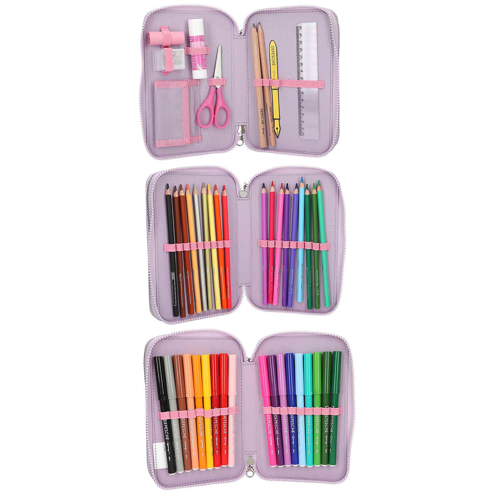 Ylvi 3-Fach Federtasche mit appliziertem Flügel inkl. Stifte