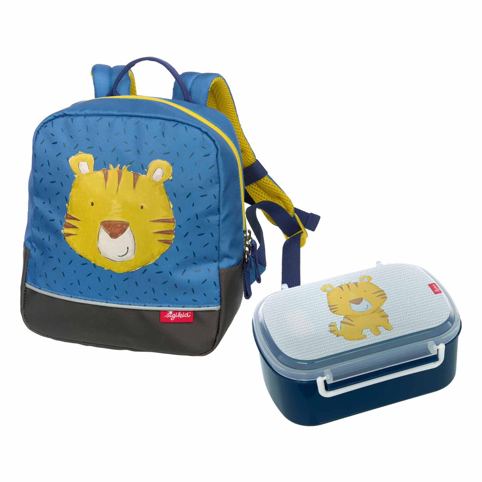 Sigikid Kinderset Minirucksack & Lunchbox Tiger blau - A 