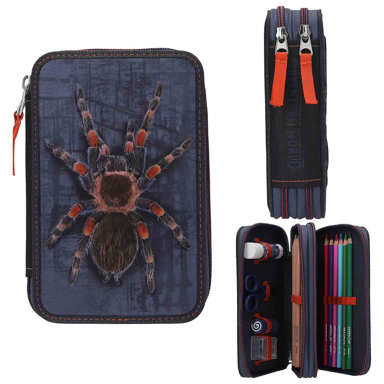 Adventure World 2-Fach Federtasche mit Spinne