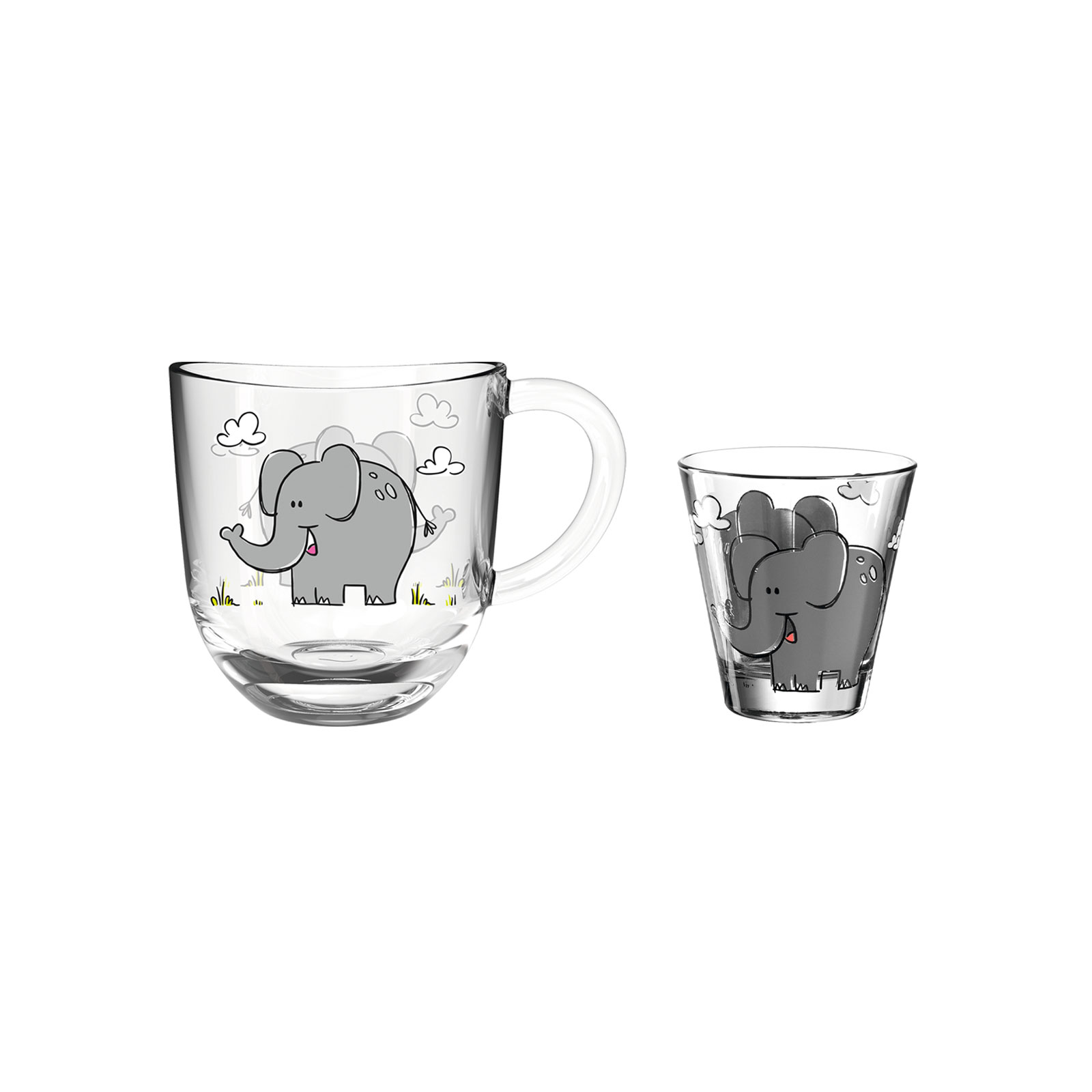 Leonardo BAMBINI 2er Set Kindertasse & Trinkglas Elefant - A 