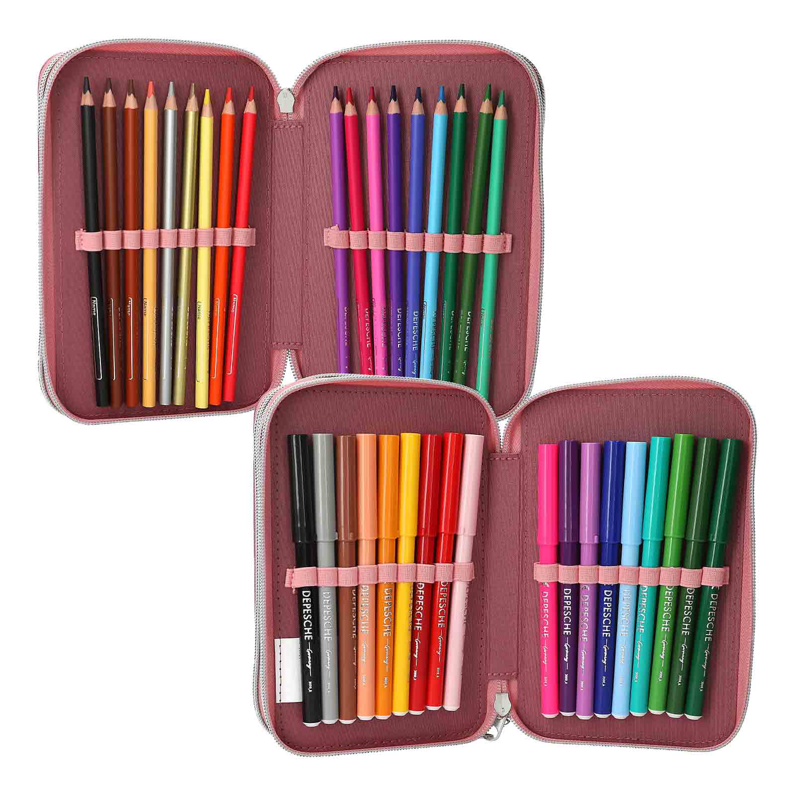 Miss Melody 3-Fach Federtasche LED Pferde inkl. Stifte