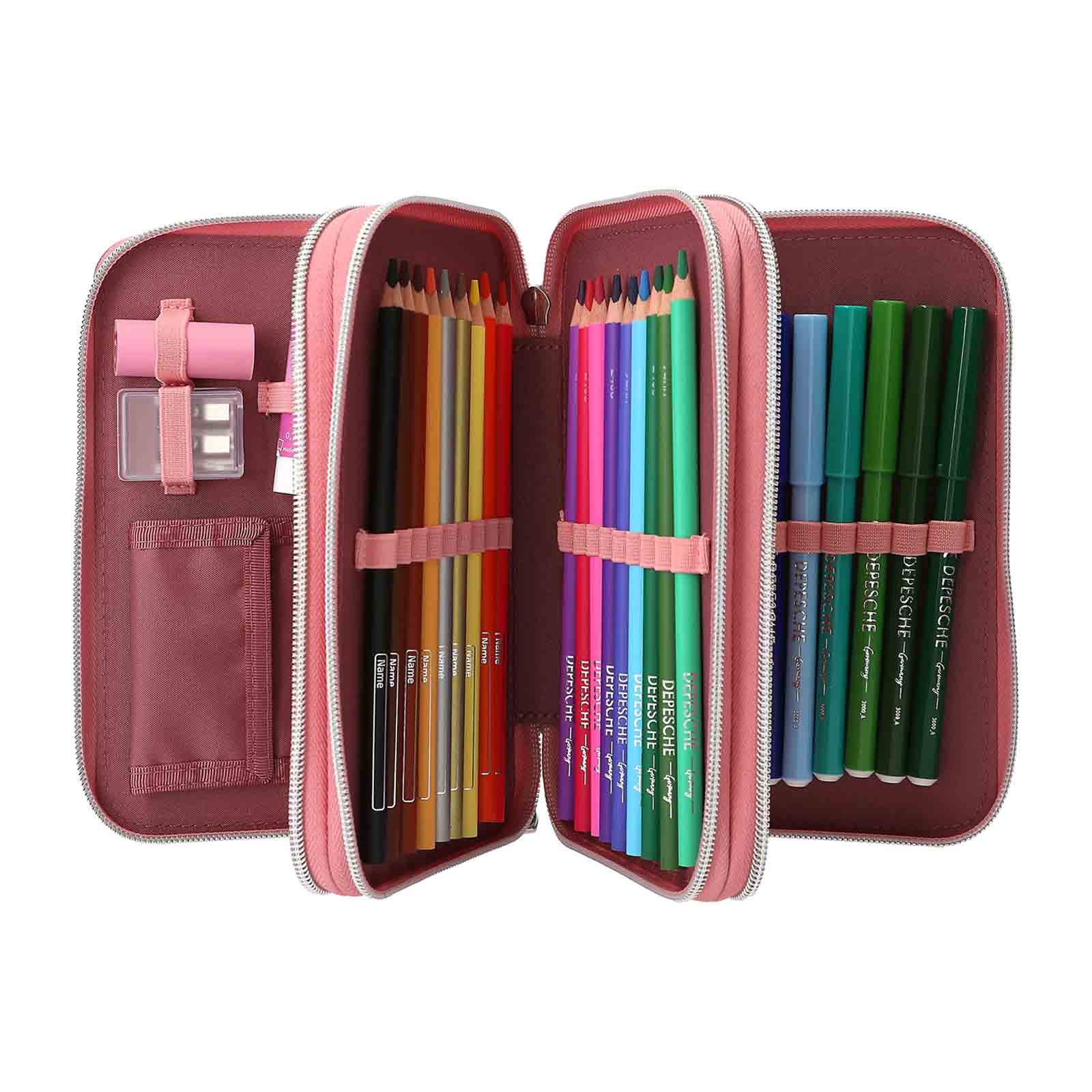 Miss Melody 3-Fach Federtasche LED Pferde inkl. Stifte