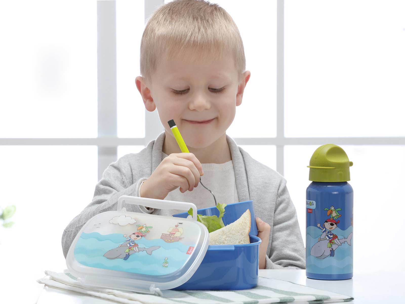 Sigikid Kinder Edelstahl-Trinkflasche 400 ml Sammy Samoa - A 