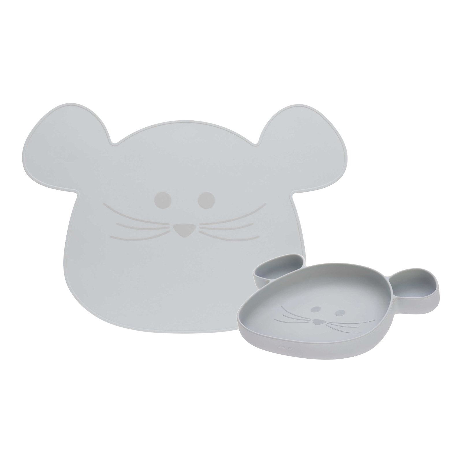 Lässig Kinder Esslernteller & Platzset Little Chums Mouse grau 2-tlg. - A 