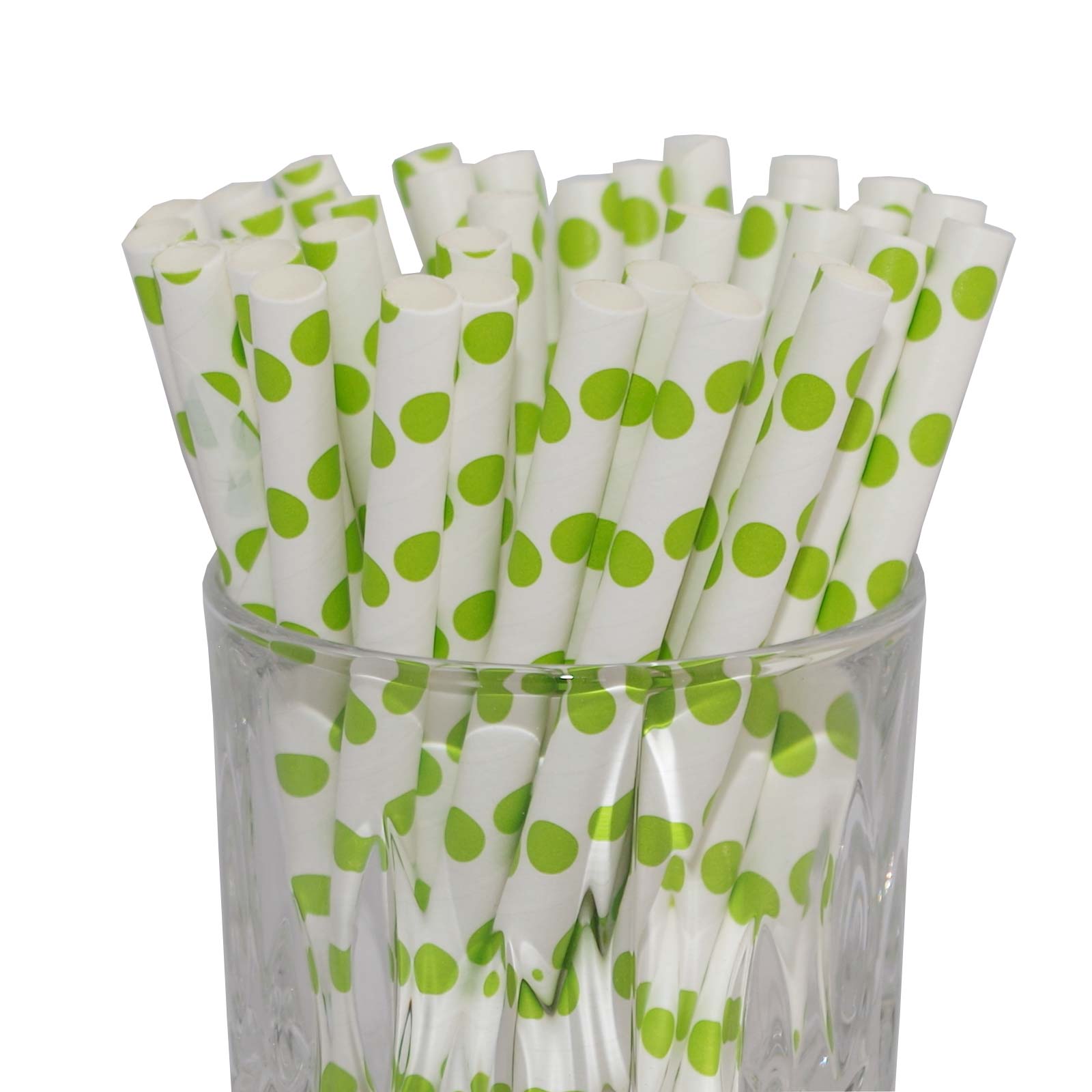 Cocktail Papier-Trinkhalm grün/weiß gepunktet 100 Stück - A 