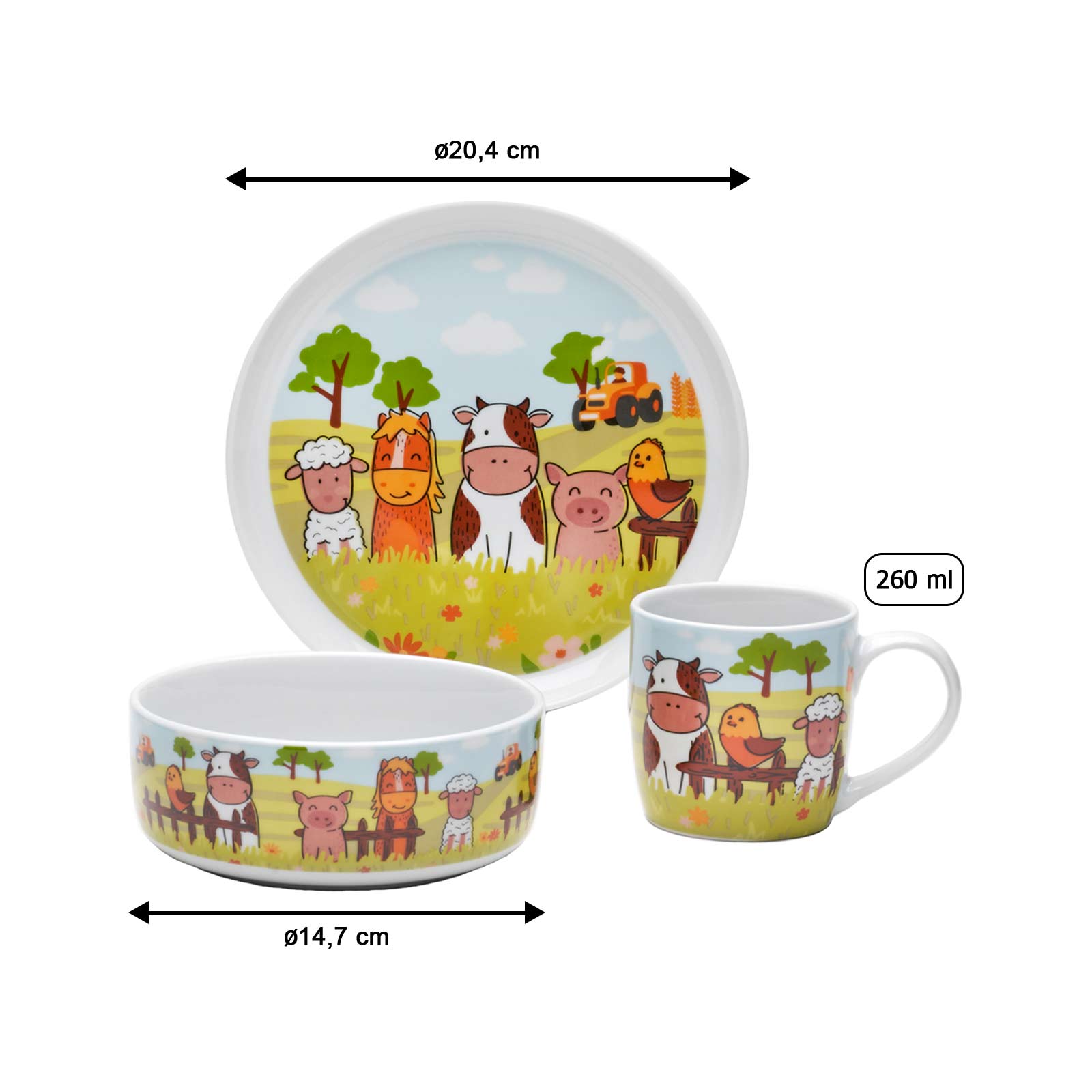 Van Well Kindergeschirr Set 3-teilig Bauernhof