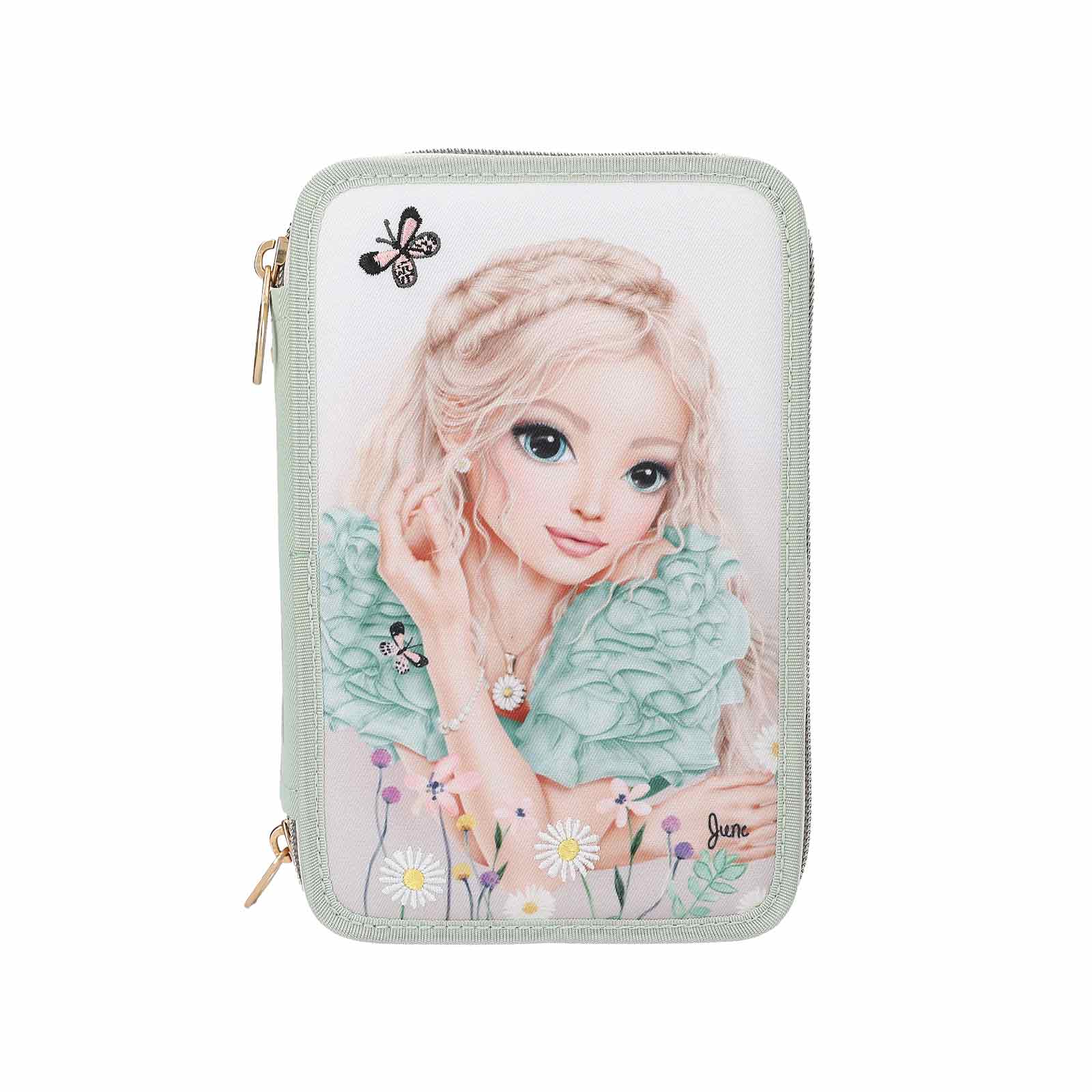 TOPModel 3-Fach Federtasche mit Stickerei SUMMER FEELING inkl. Stifte
