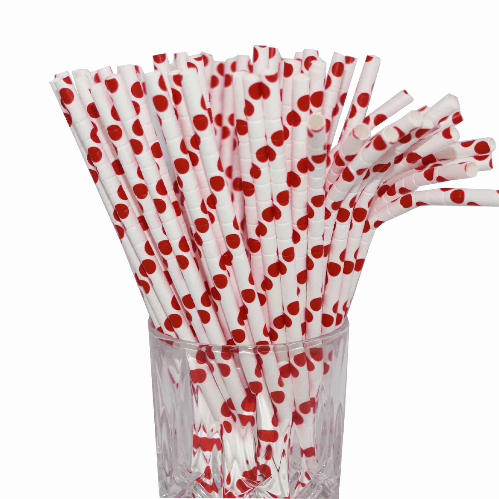 Papier-Trinkhalm rot/weiß gepunktet mit Knick 100 Stück - A 
