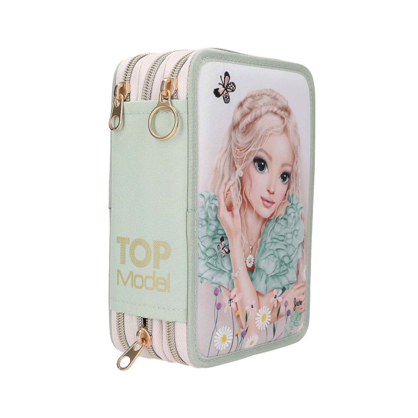 TOPModel 3-Fach Federtasche mit Stickerei SUMMER FEELING inkl. Stifte