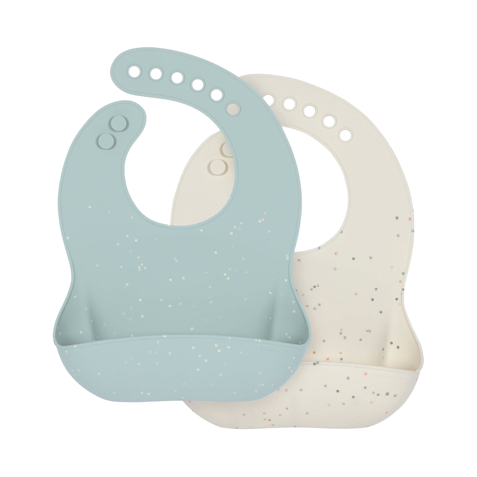 Lässig Silikon Lätzchen 2er Set Blau Beige - A 