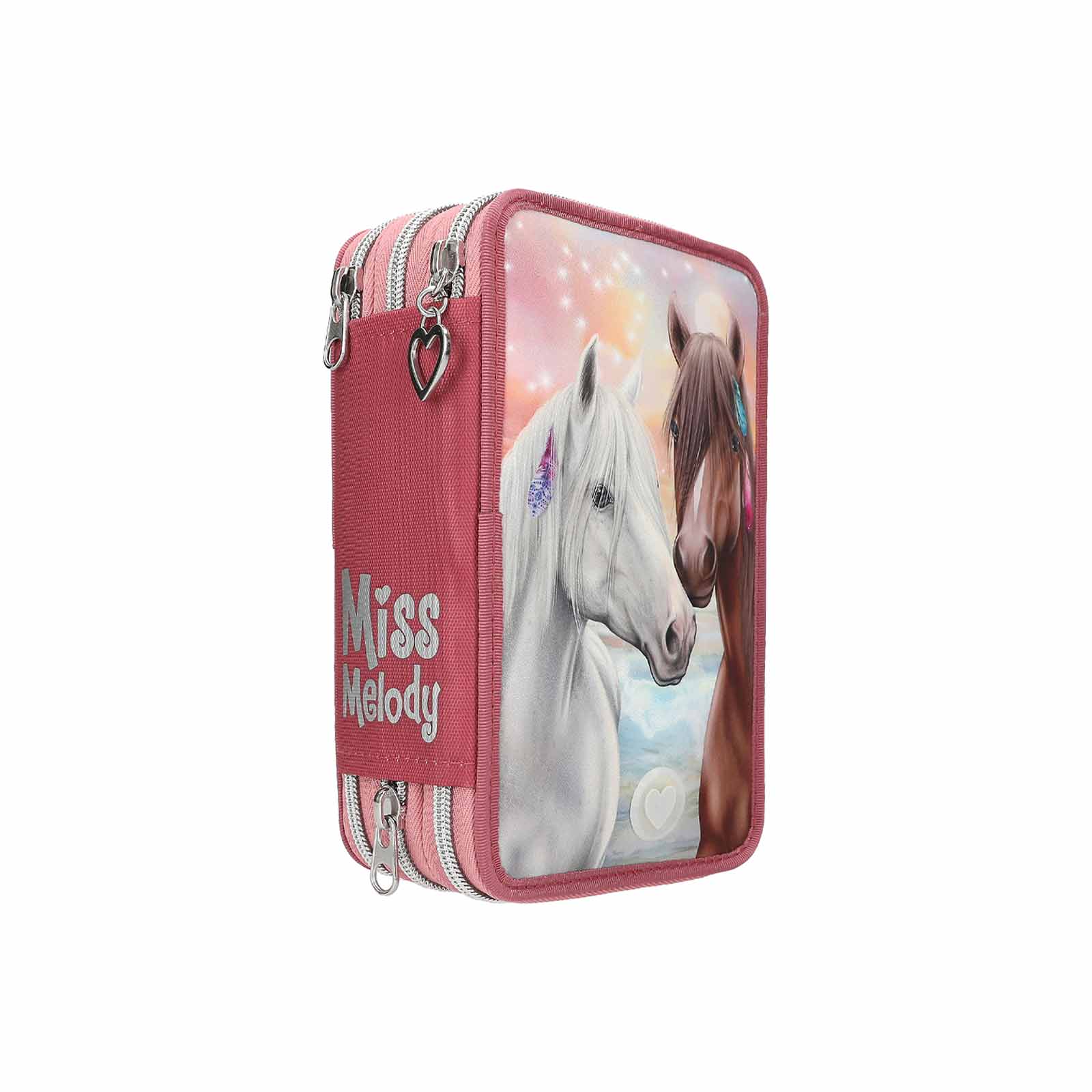 Miss Melody 3-Fach Federtasche LED Pferde inkl. Stifte