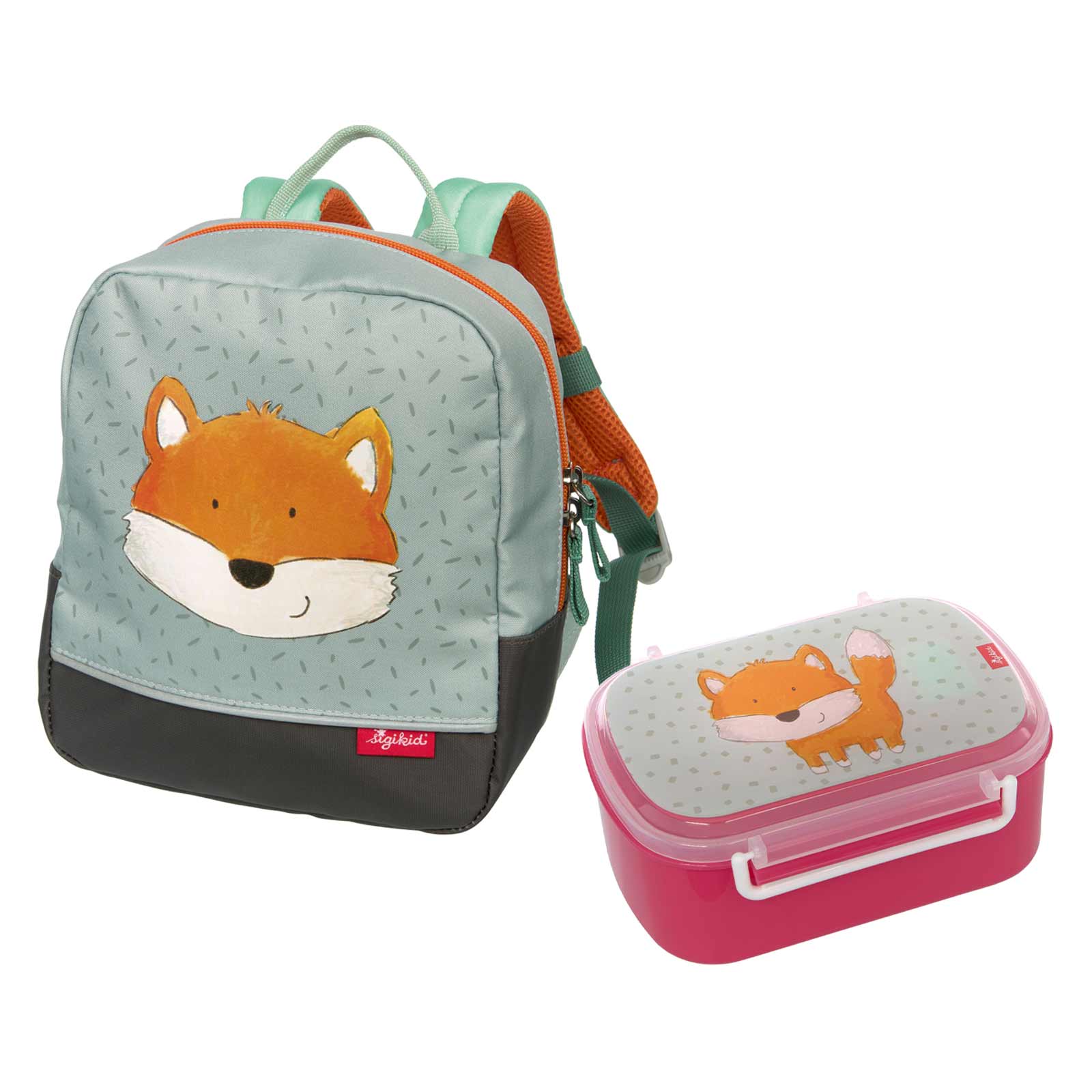 Sigikid Kinderset Minirucksack & Lunchbox Fuchs grau - A 