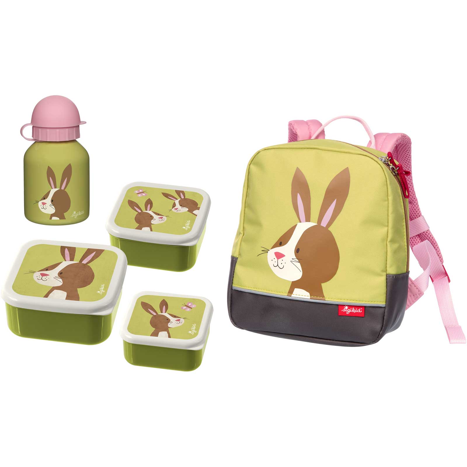 Sigikid Kinder Minirucksack & Lunchset Hase grün - A 