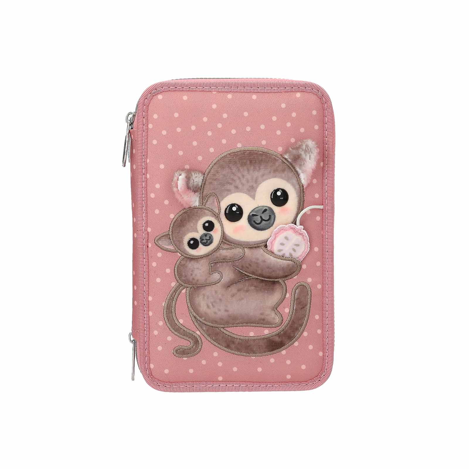 TOPModel 3-Fach Federtasche mit Affen-Applikation JUICY inkl. Stifte