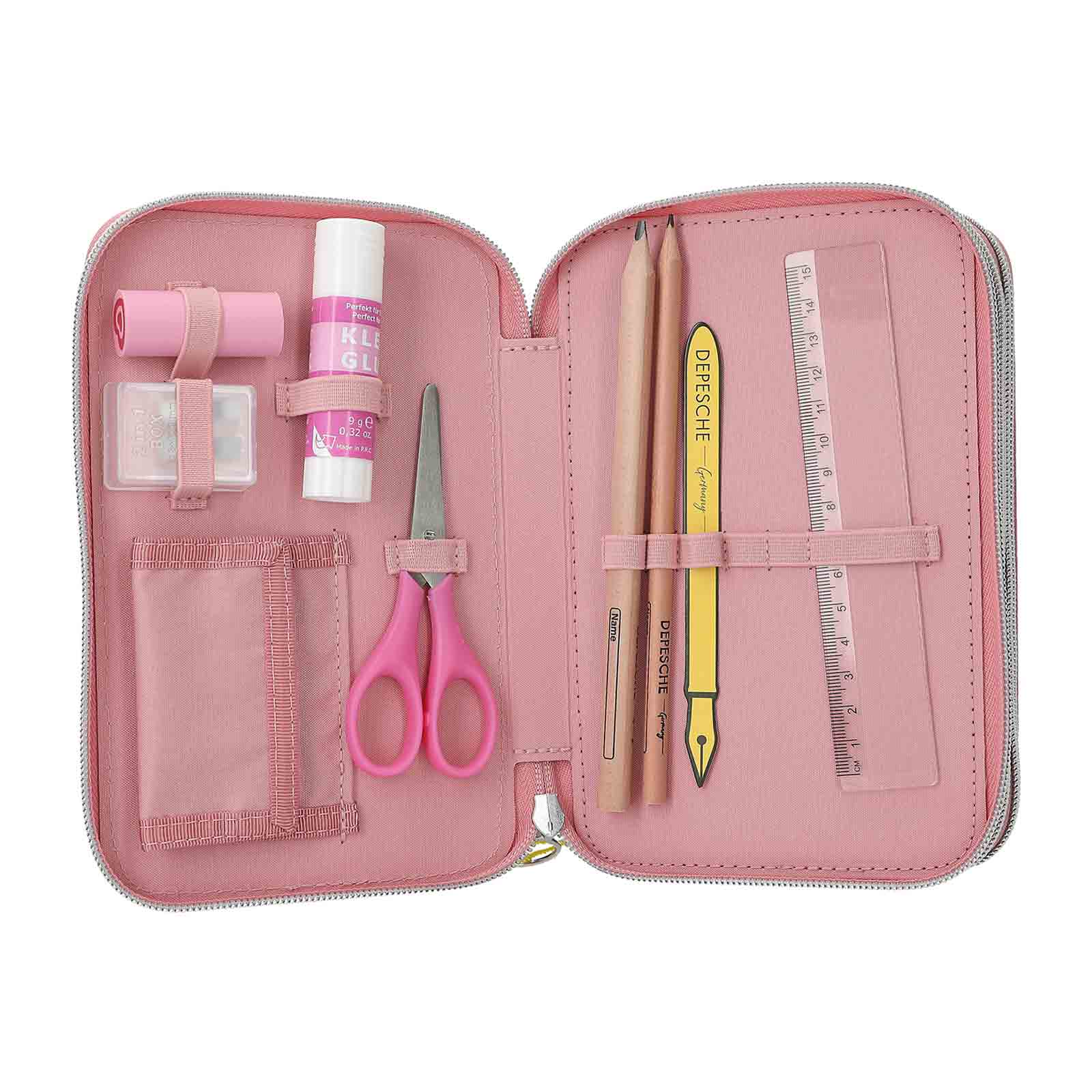 TOPModel 3-Fach Federtasche mit Affen-Applikation JUICY inkl. Stifte