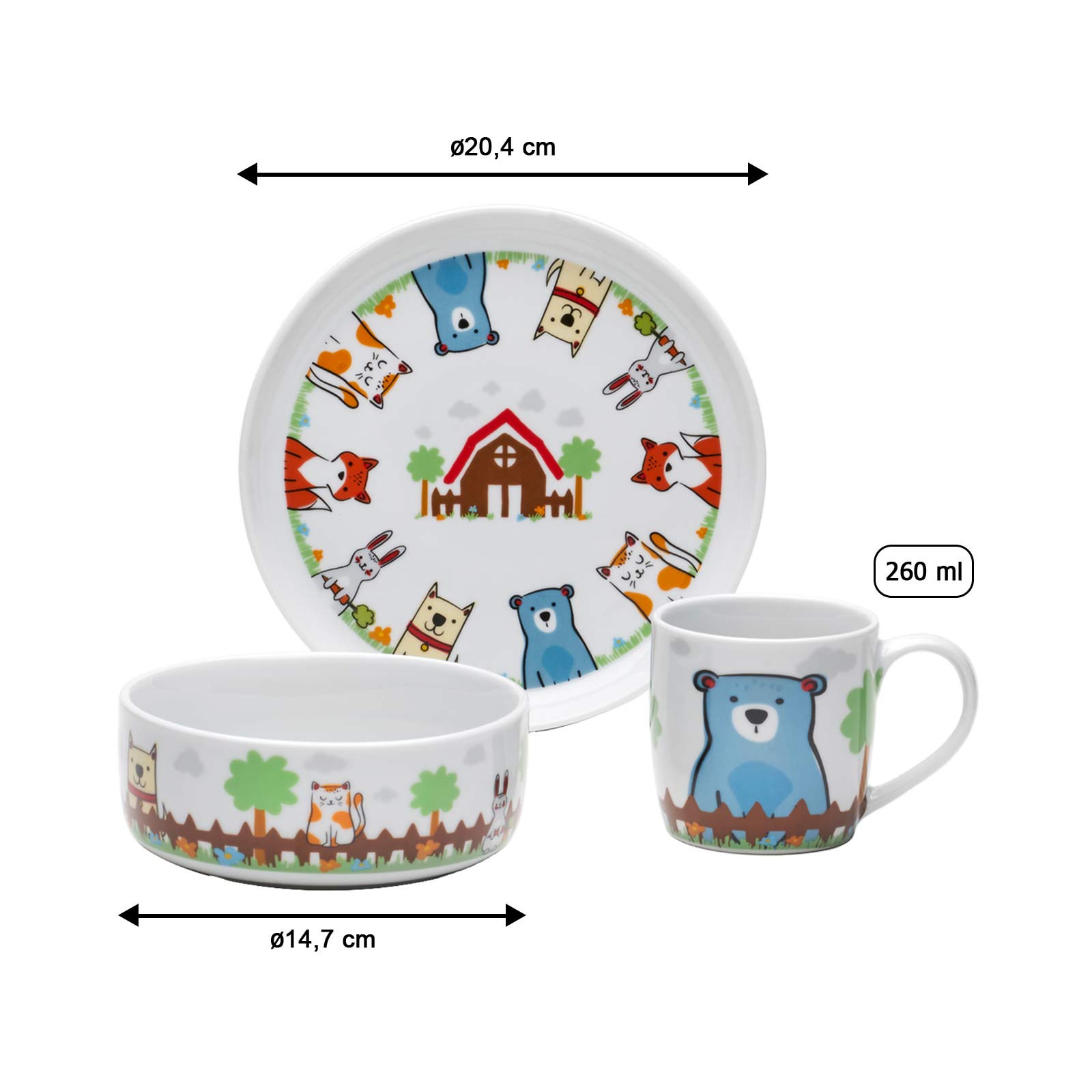 Van Well Kindergeschirr Set 3-teilig Fuchs und Freunde