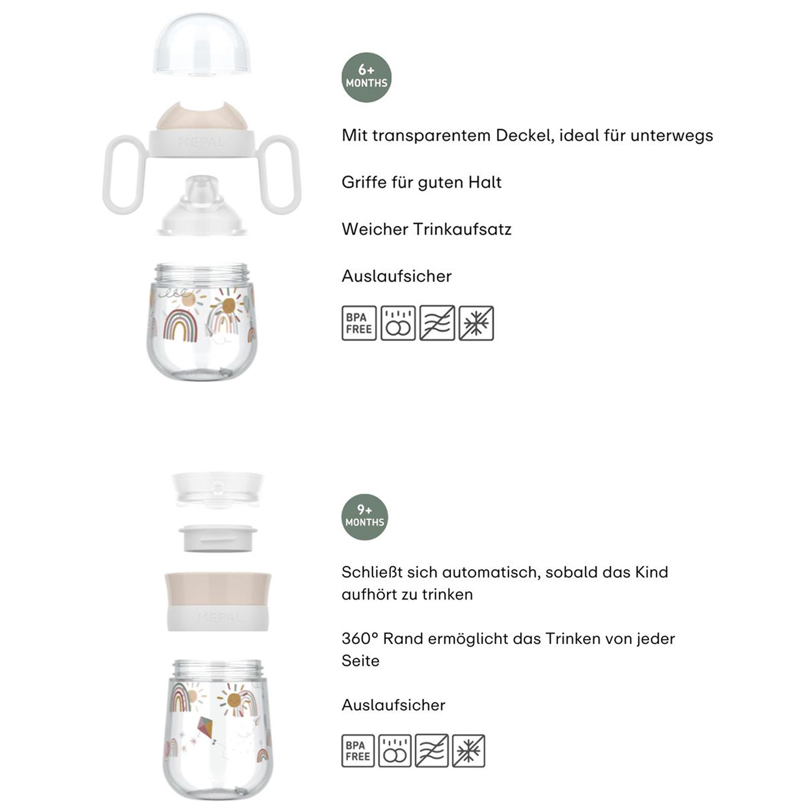 Mepal MIO Trinklernbecher Antitropf & 360° 2er Set Forest Friends (2025)
