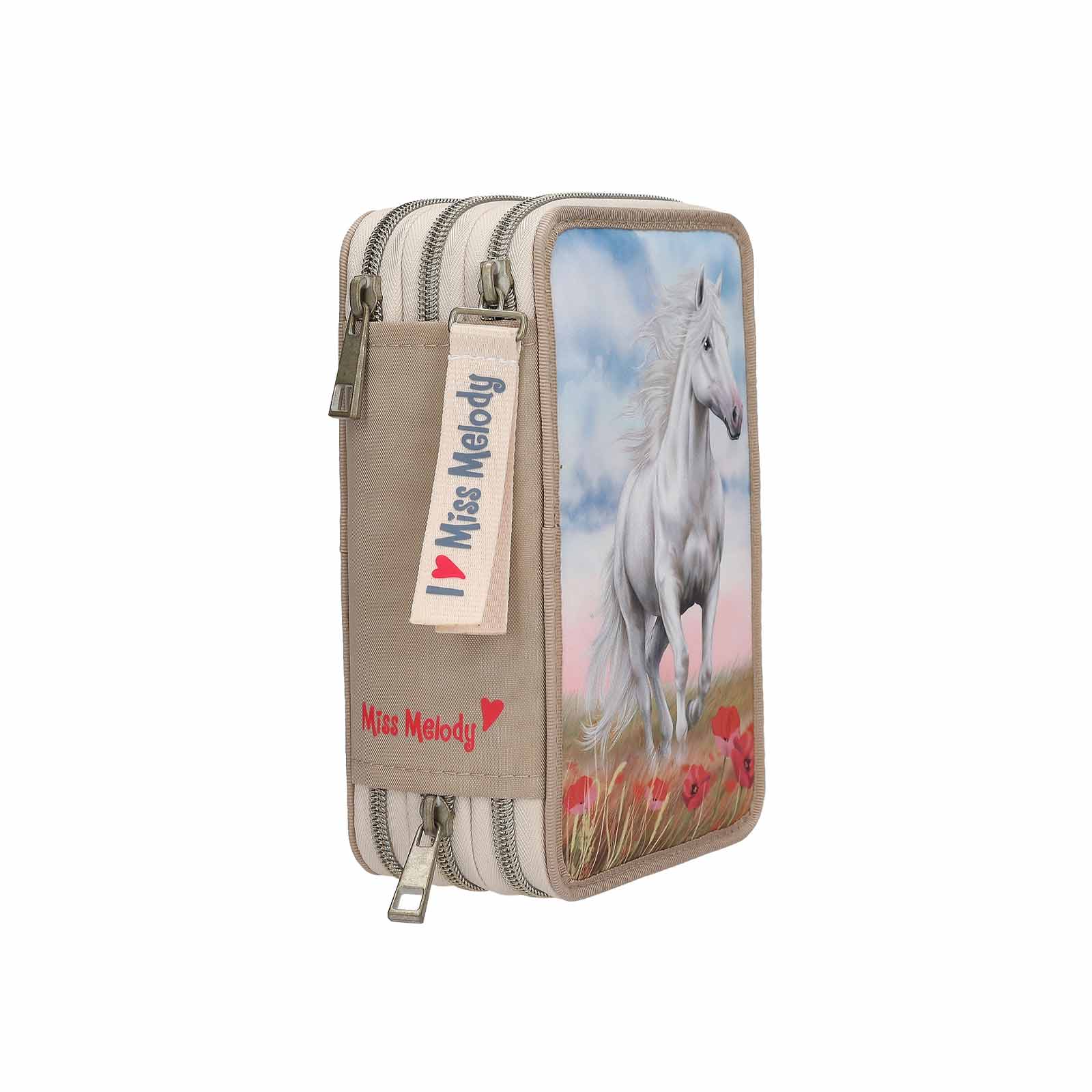 Miss Melody 3-Fach Federtasche POPPY SAND inkl. Stifte