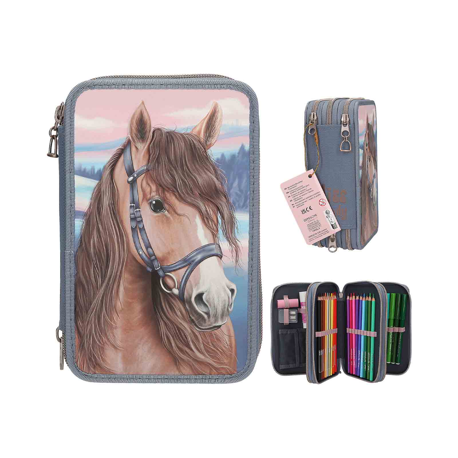 Miss Melody 3-Fach Federtasche mit 3D-Effekt inkl. Stifte