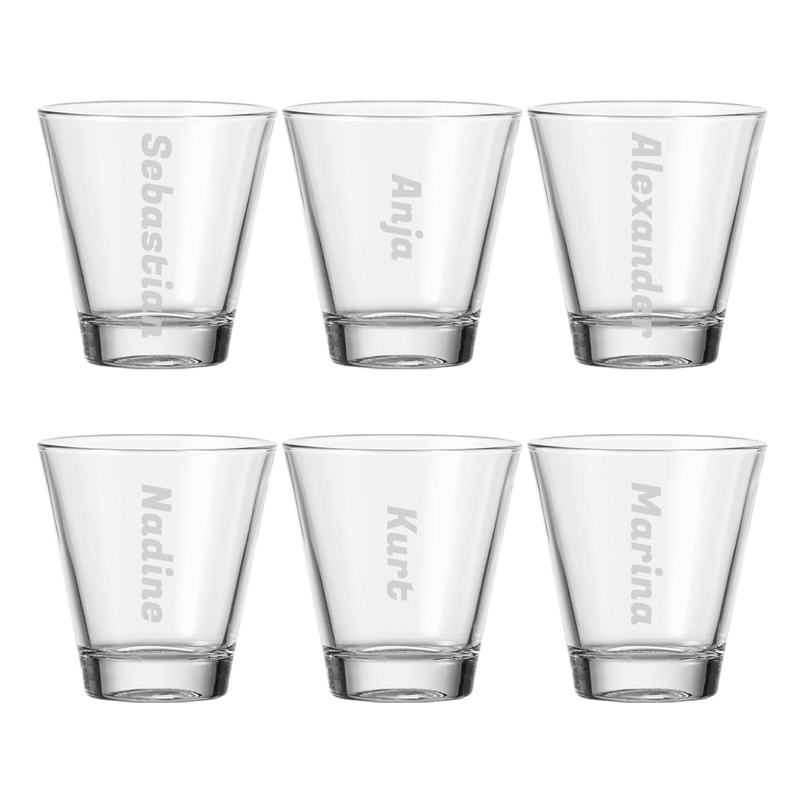 Trinkglas CIAO mit Gravur 215 ml Name QUER 6 Stück