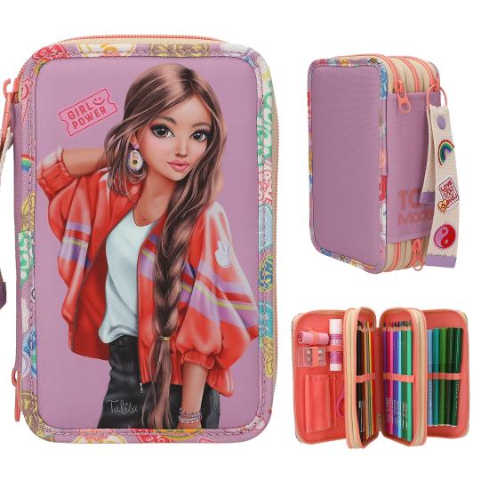 TOPModel 3-Fach Federtasche mit Anhänger GIRL POWER inkl. Stifte
