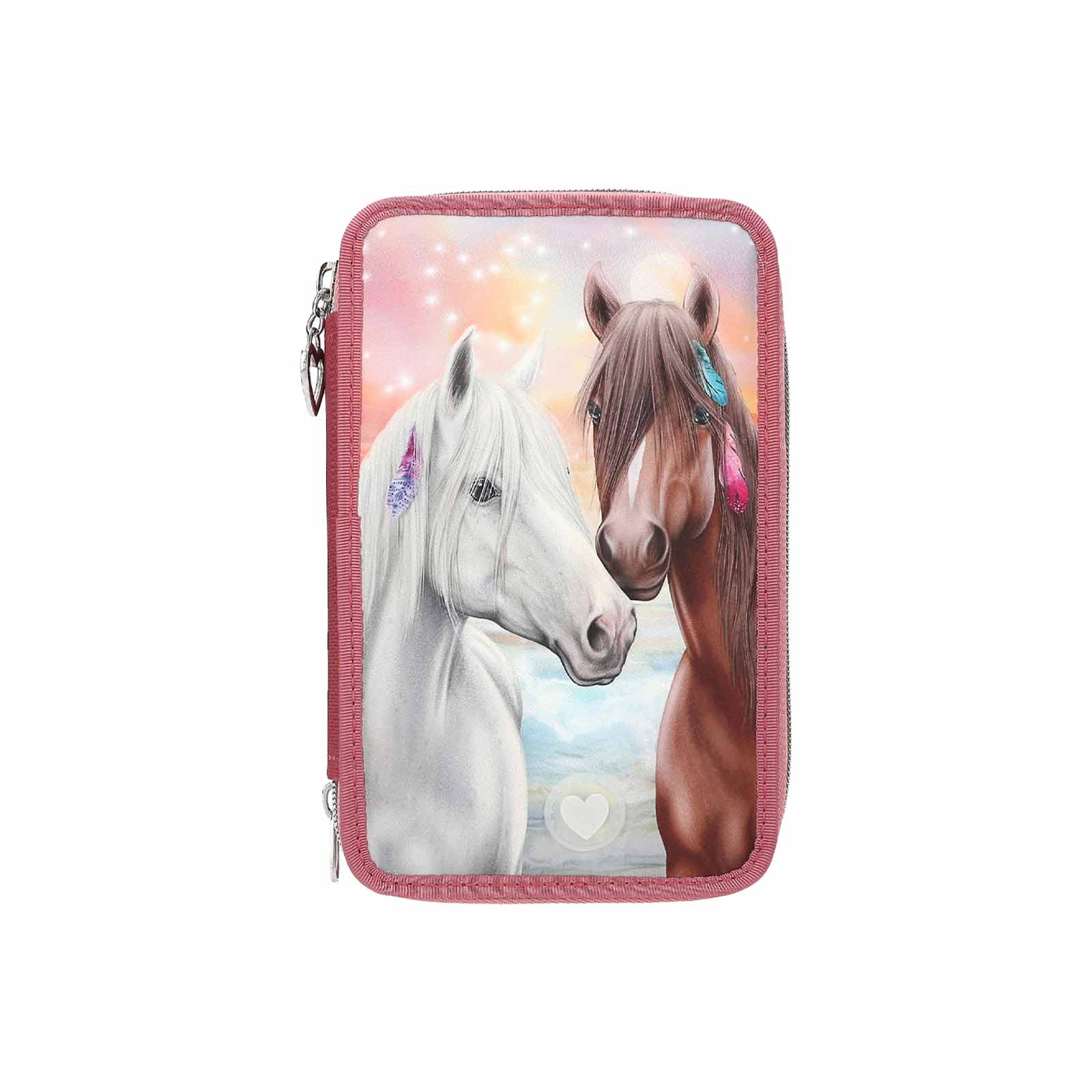 Miss Melody 3-Fach Federtasche LED Pferde inkl. Stifte