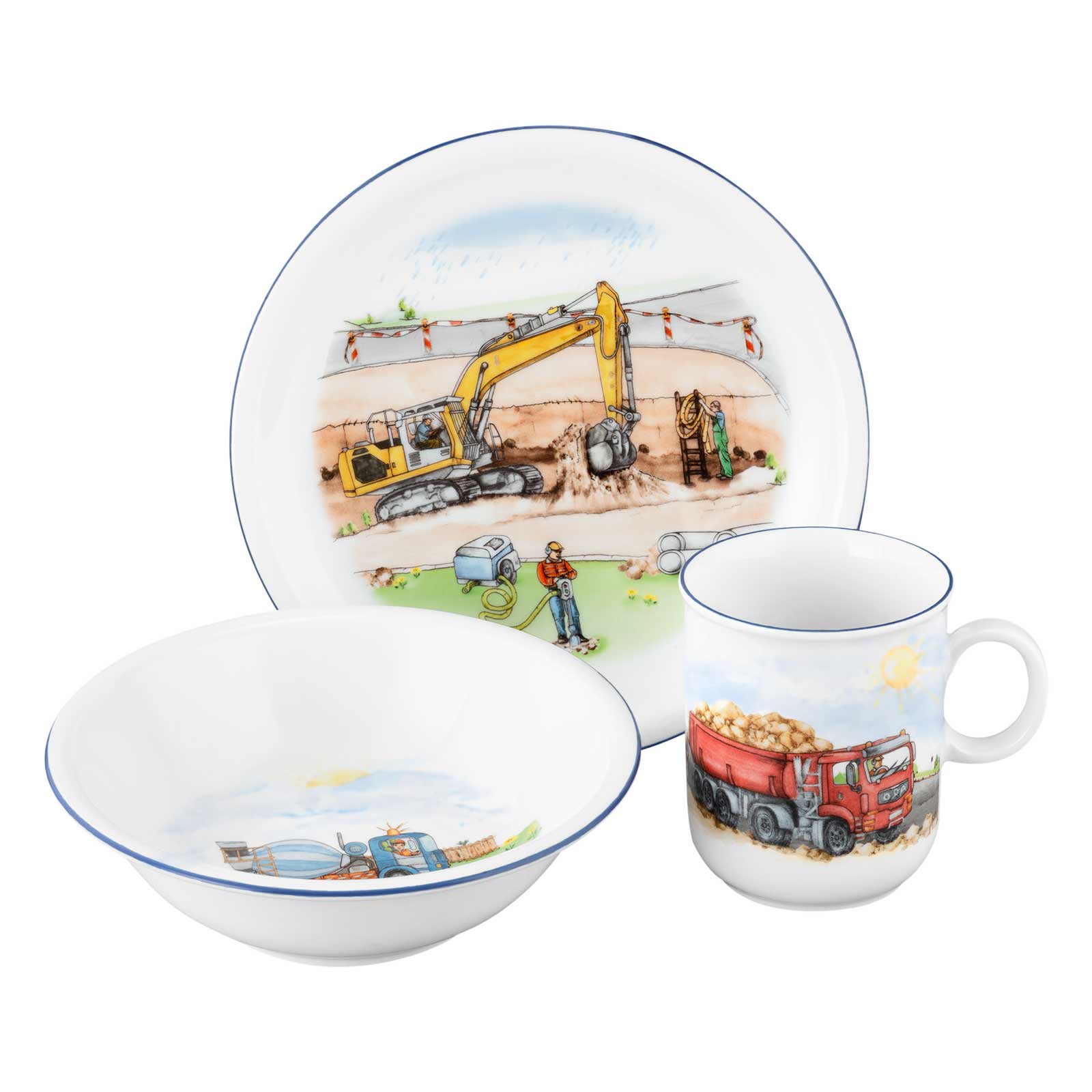 Seltmann Weiden Compact Kindergeschirr Set 3-teilig - Auf der Baustelle