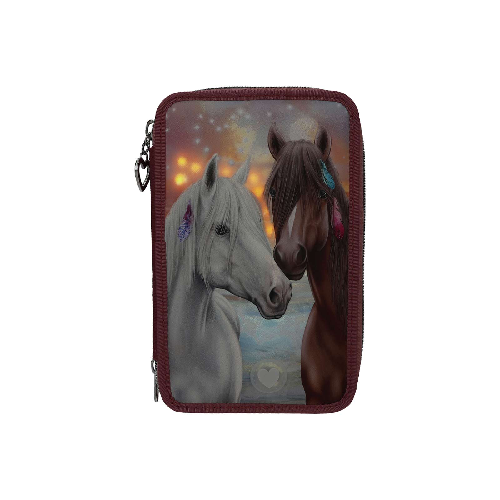 Miss Melody 3-Fach Federtasche LED Pferde inkl. Stifte