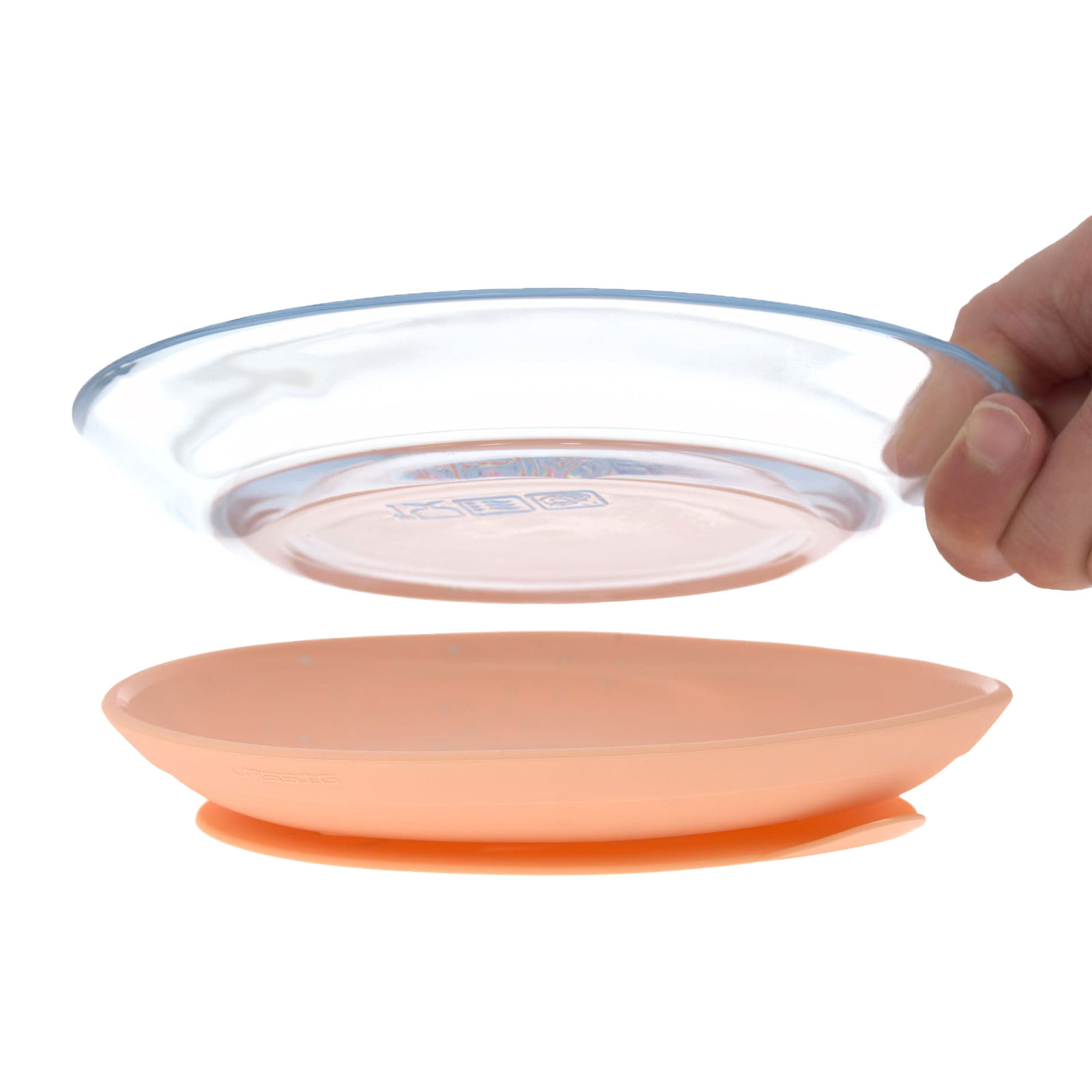 Lässig Kindergeschirr-Set Glas mit Silikonuntersatz 3-tlg. Orange
