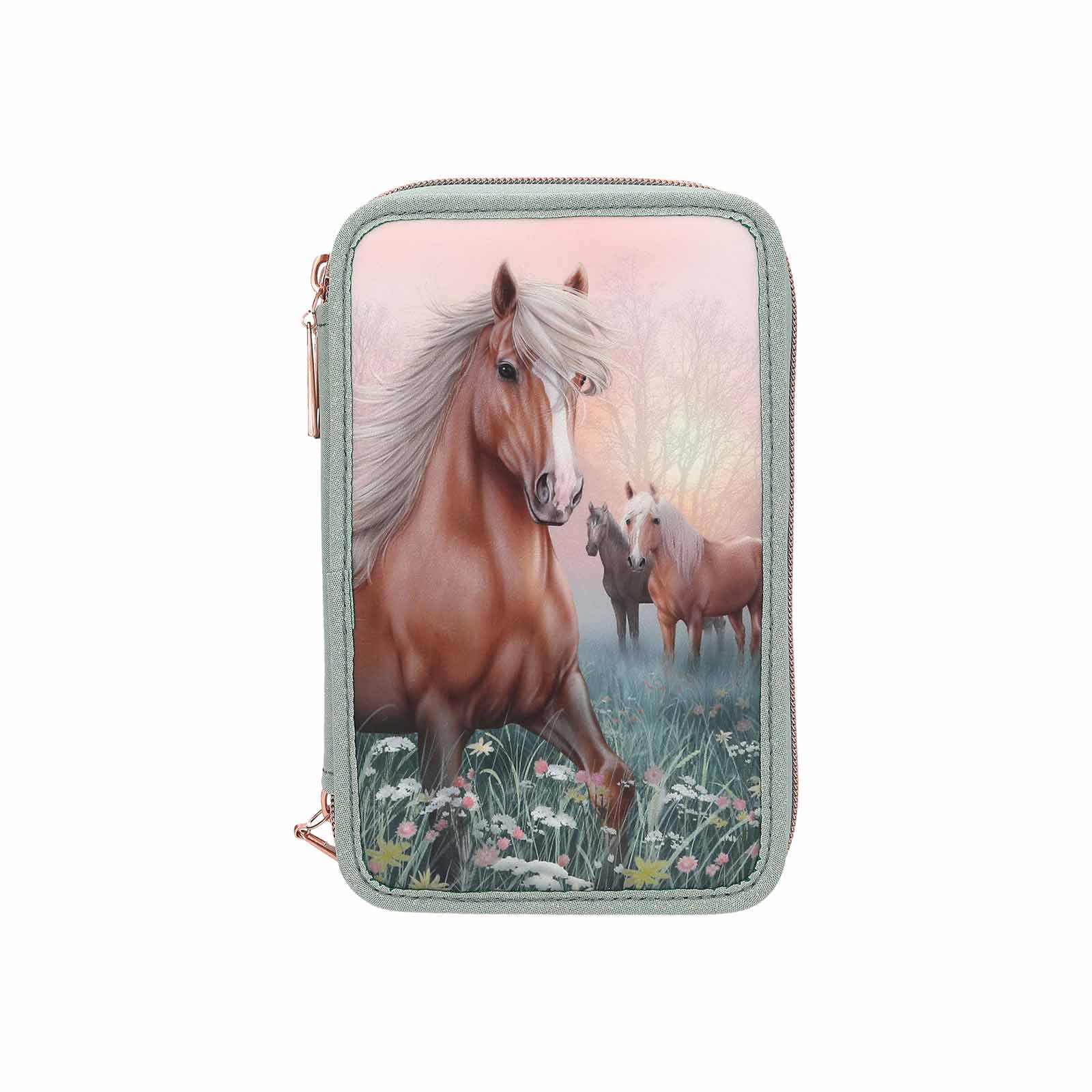 Miss Melody 3-Fach Federtasche ROMANTIC FIELDS inkl. Stifte